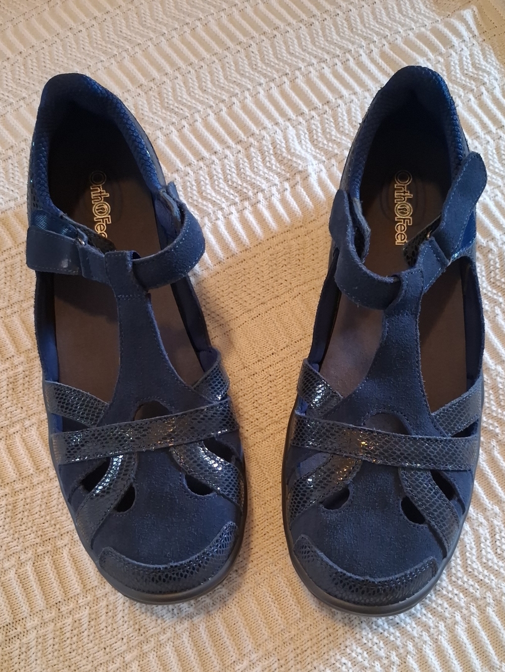 OrthoFeet Juno Mary Jane Shoes Women's Size 11 Blue Leather 60801
